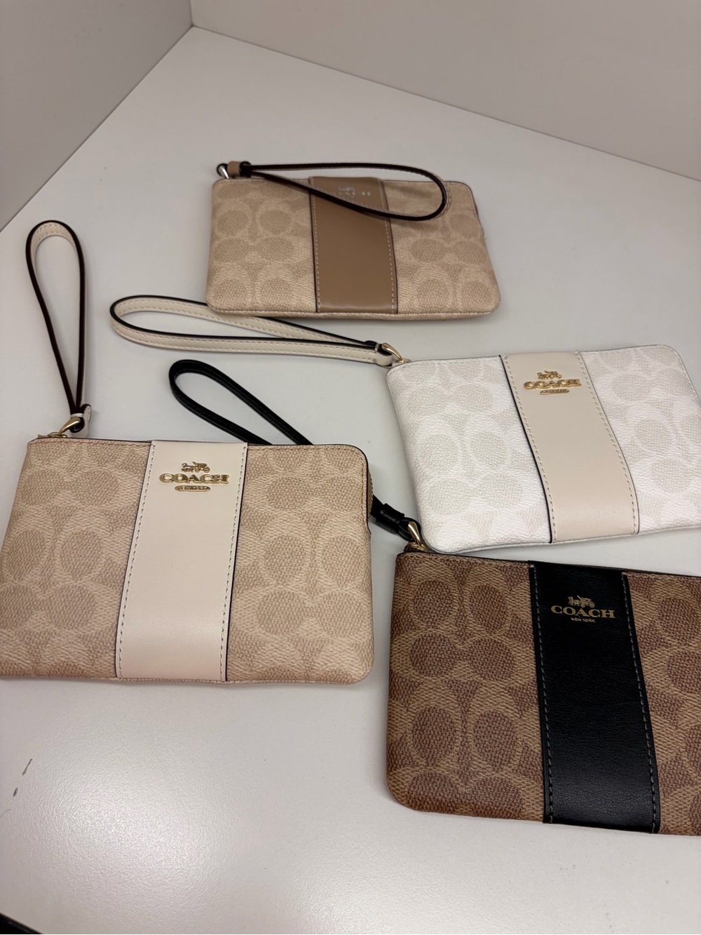 Coach Signature Stripe Wristlets signature logo new with tag